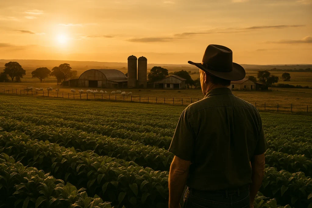 Fazenda brasileira ao entardecer, simbolizando planejamento sucessório rural