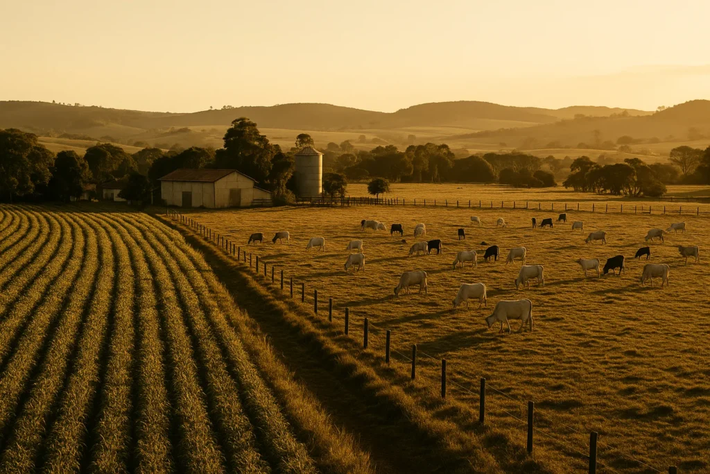 Fazenda brasileira de grande porte com cenário institucional e sereno