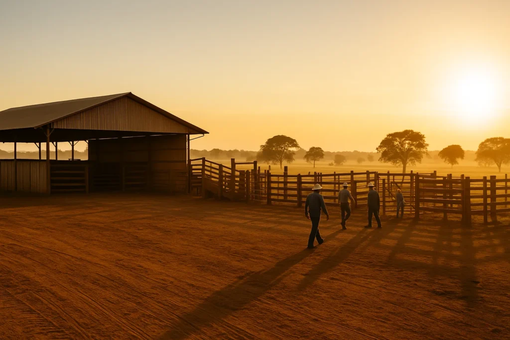 Fazenda brasileira com estrutura de trabalho rural em conformidade