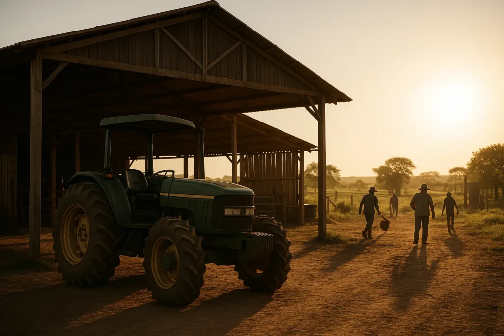 Fazenda brasileira com operação rural e foco em segurança do trabalho