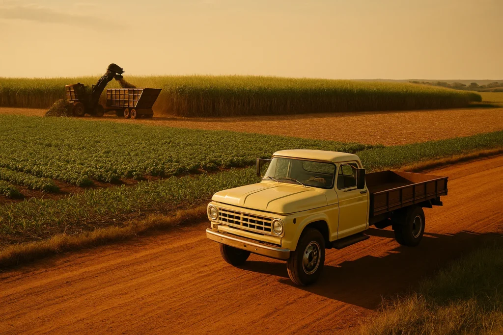 Contrato de fornecimento de cana, café ou grãos: onde o produtor perde margem Fazenda brasileira com cana e grãos, cenário de contrato de fornecimento rural
