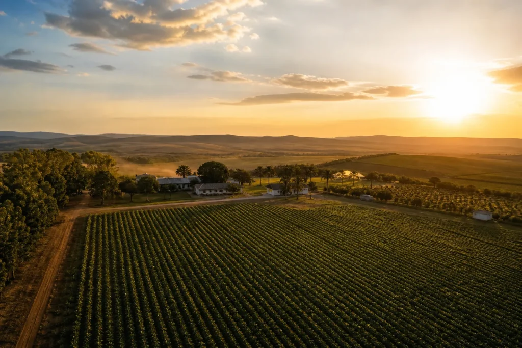 Parcelamento de dívida rural: como evitar a armadilha contratual Fazenda brasileira de grande porte com lavoura ao entardecer